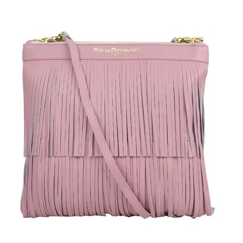 Bolso de flecos rosa de piel primavera verano stella rittwagen